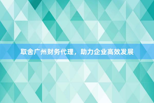 取舍广州财务代理，助力企业高效发展