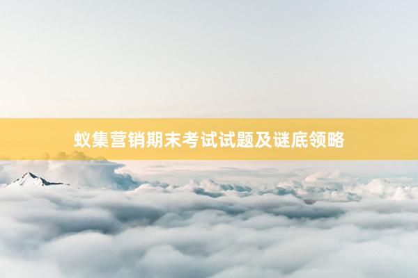 蚁集营销期末考试试题及谜底领略