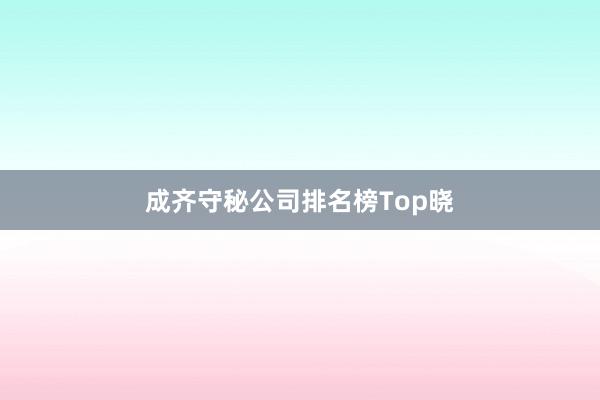 成齐守秘公司排名榜Top晓